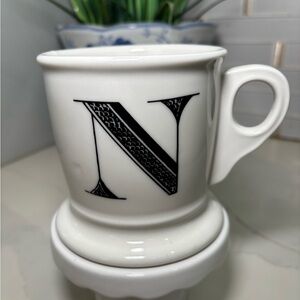 Anthropologie Monogram "N" Shaving Style Initial Mug, part of Bistro collection